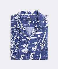 Anguilla Scenic Linen Blend Short-Sleeve Cabana Shirt