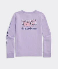 Girls' Glitter Candy Cane Narwhale Long-Sleeve Pocket Tee