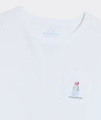 Women's Snowy Christmas Window Long-Sleeve Pocket Tee