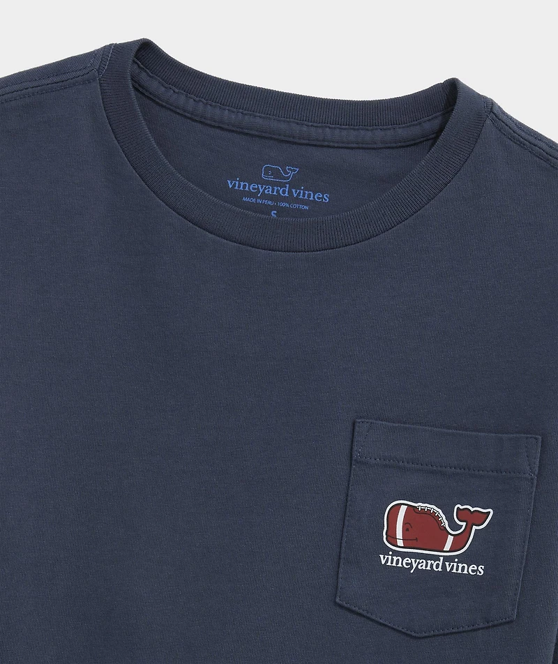 Boys' Football Whale Long-Sleeve Pocket Tee
