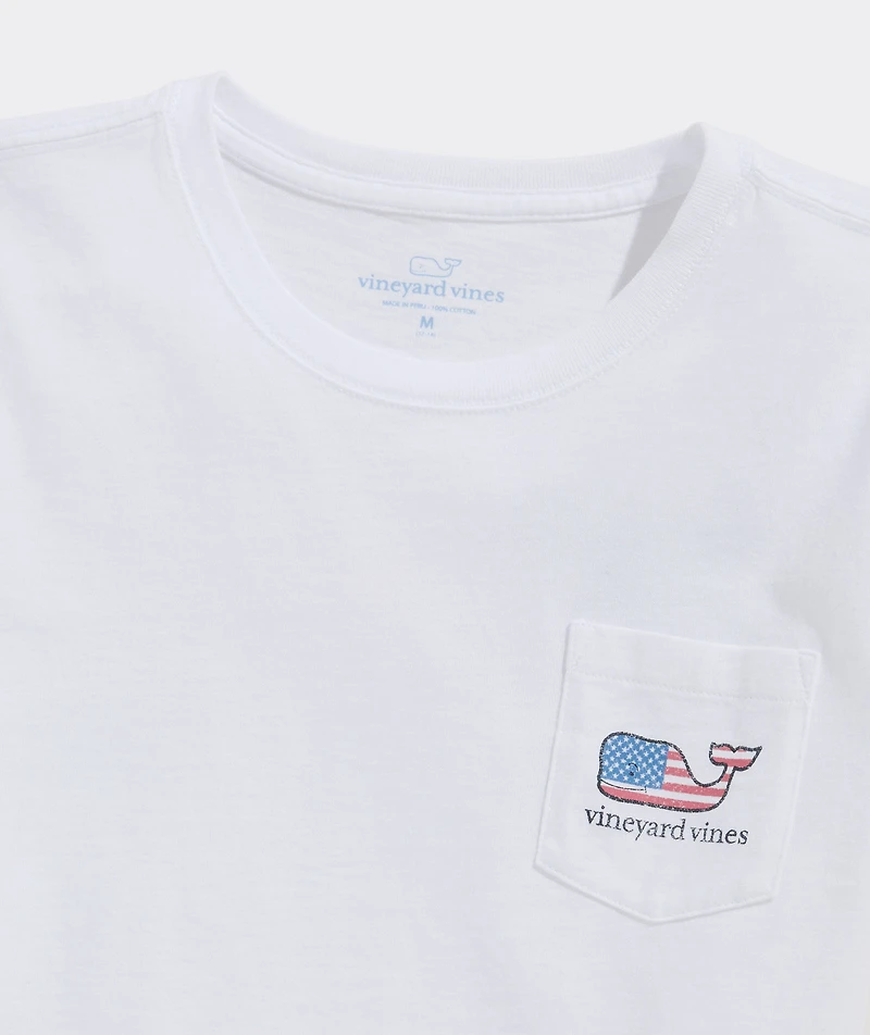 Girls' Flag Whale Short-Sleeve Pocket Tee