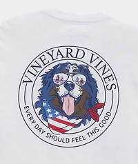 USA Flag Mountain Dog Short-Sleeve Pocket Tee