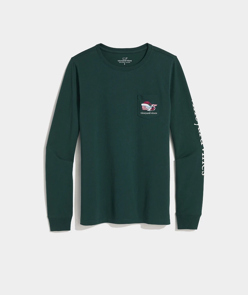 Women's Mrs. Claus & Presents Long-Sleeve Pocket Tee