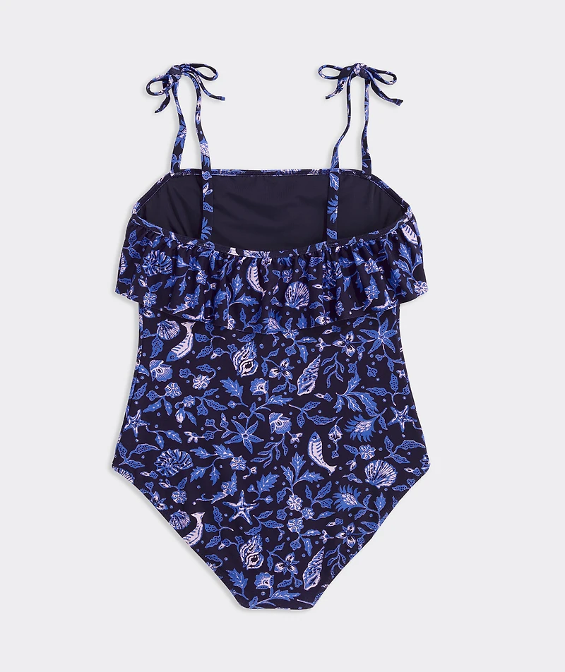 Girls' Ruffle High Neck One-Piece