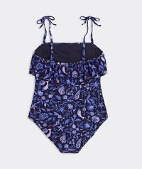 Girls' Ruffle High Neck One-Piece