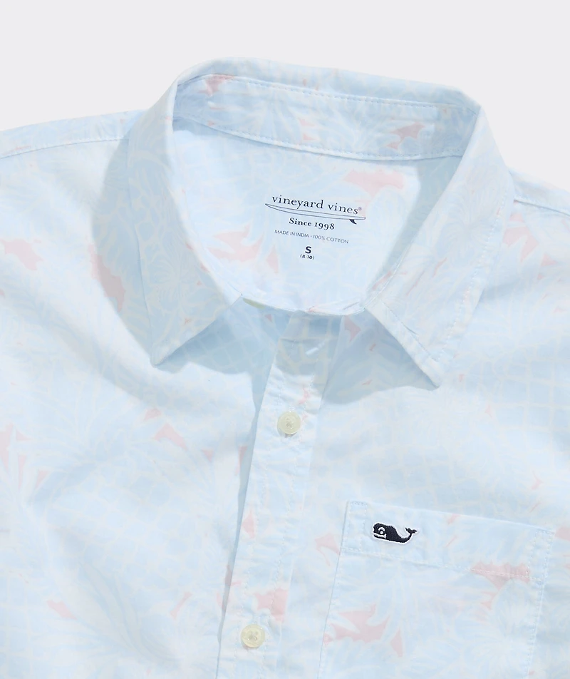Boys' Printed Cotton Short-Sleeve Shirt