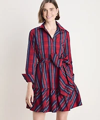 Taffeta Tie-Waist Shirtdress