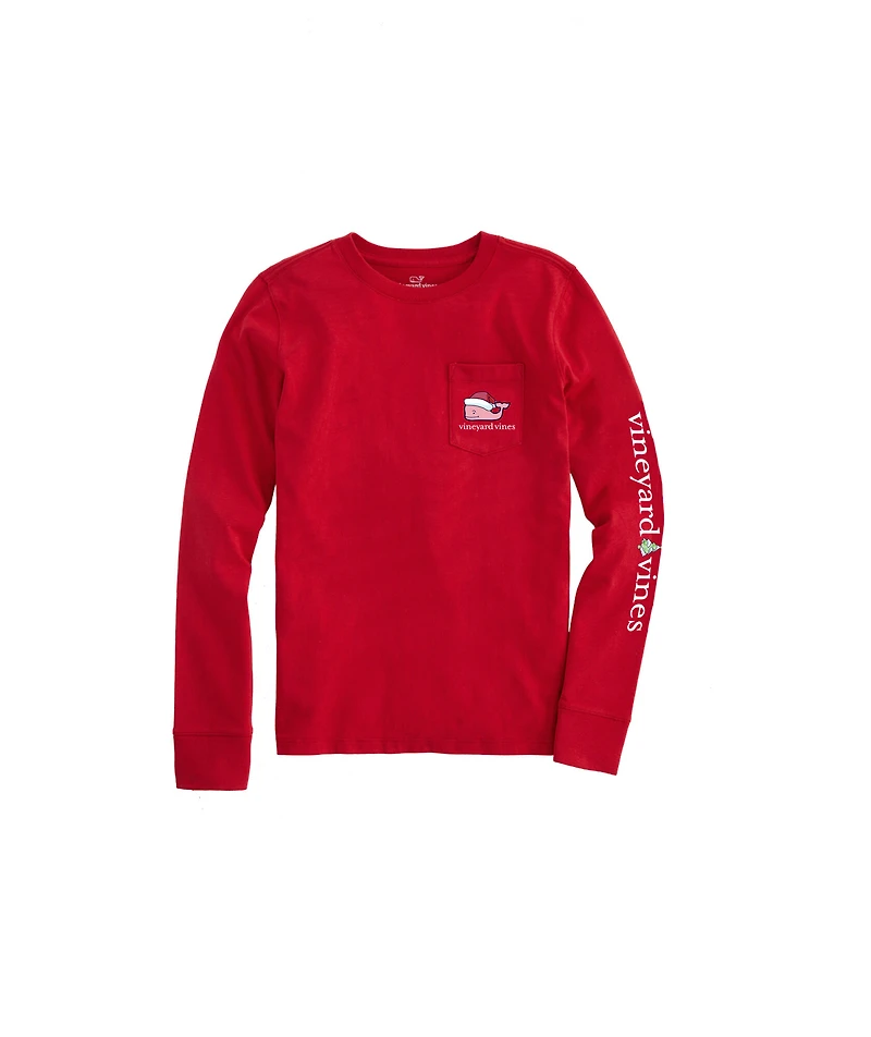 OUTLET Kids' Santa Whale Long-Sleeve Pocket Tee