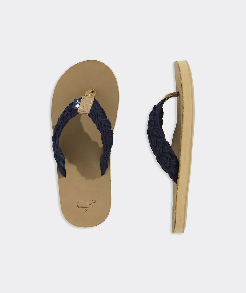 Braided Rope Leather Flip Flops
