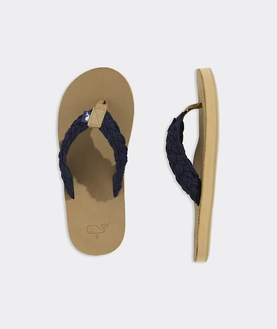 Braided Rope Leather Flip Flops