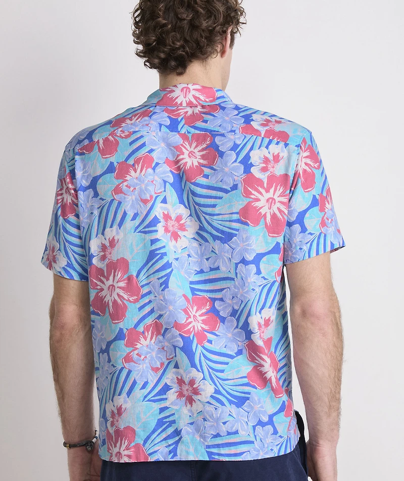 Island Floral Linen Blend Short-Sleeve Cabana Shirt