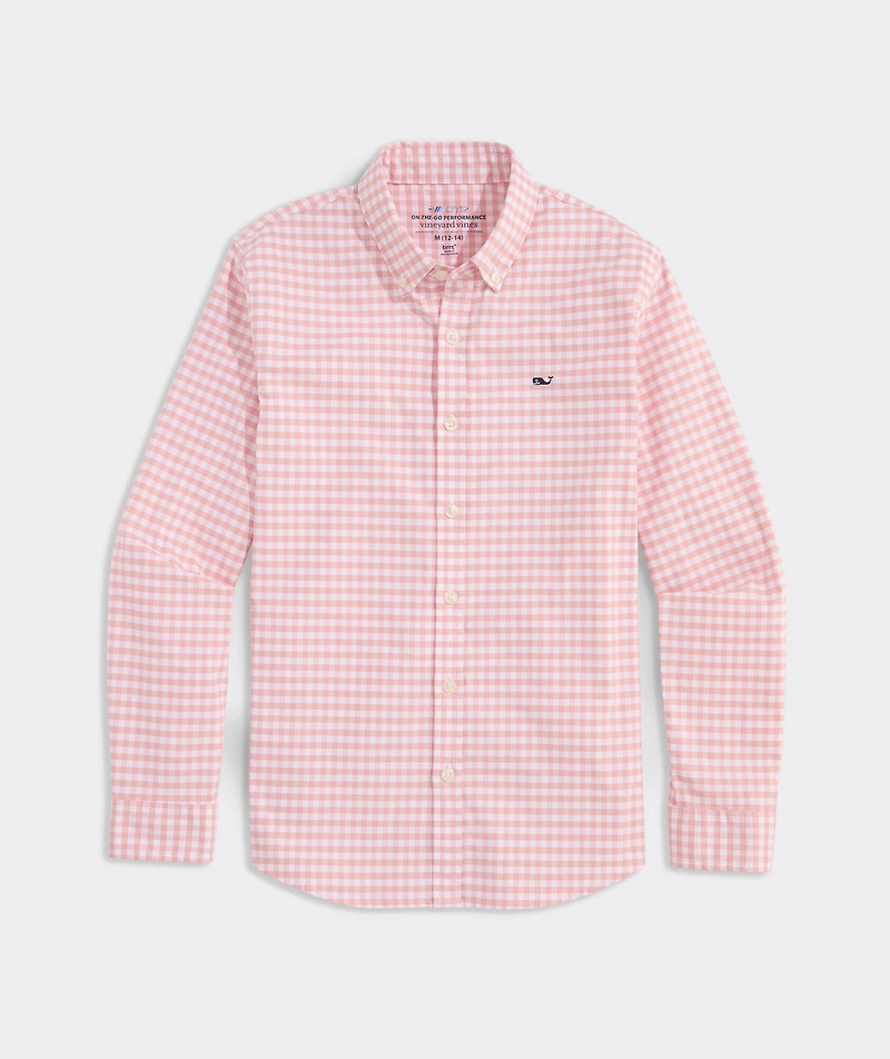 Boys' Skysail Gingham Performance Cotton Shirt