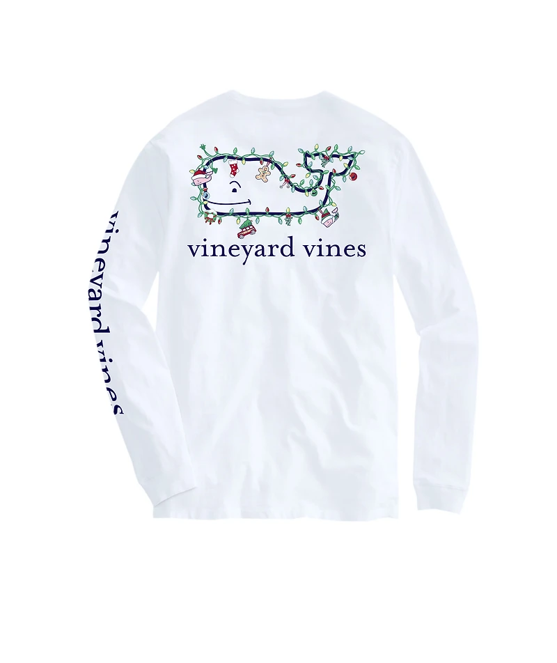 OUTLET Holiday Lights Whale Long-Sleeve Pocket Tee