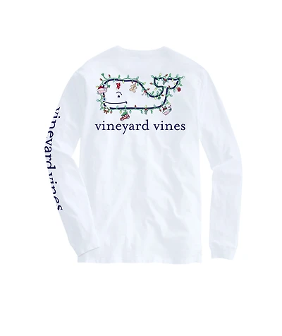 OUTLET Holiday Lights Whale Long-Sleeve Pocket Tee