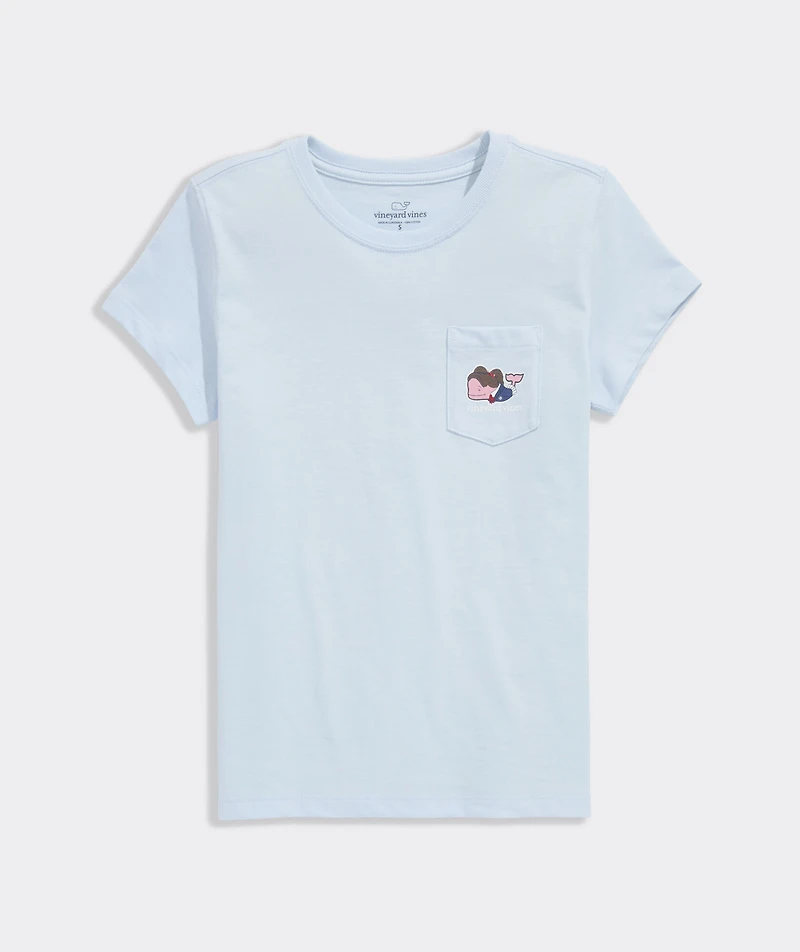 Girls' Glitter Preppy Whale Short-Sleeve Pocket Tee