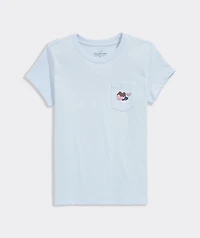 Girls' Glitter Preppy Whale Short-Sleeve Pocket Tee
