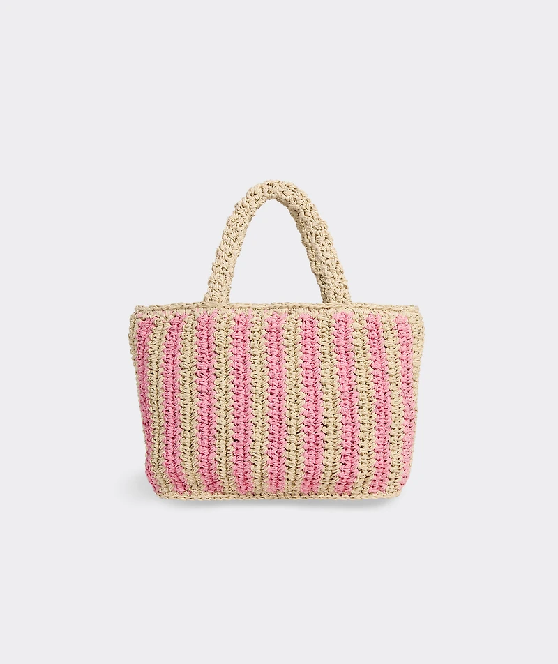 Womens Small Striped Straw Tote