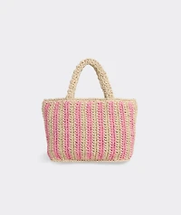 Womens Small Striped Straw Tote
