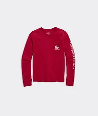 Girls' Glitter Hat Santa Whale Long-Sleeve Pocket Tee