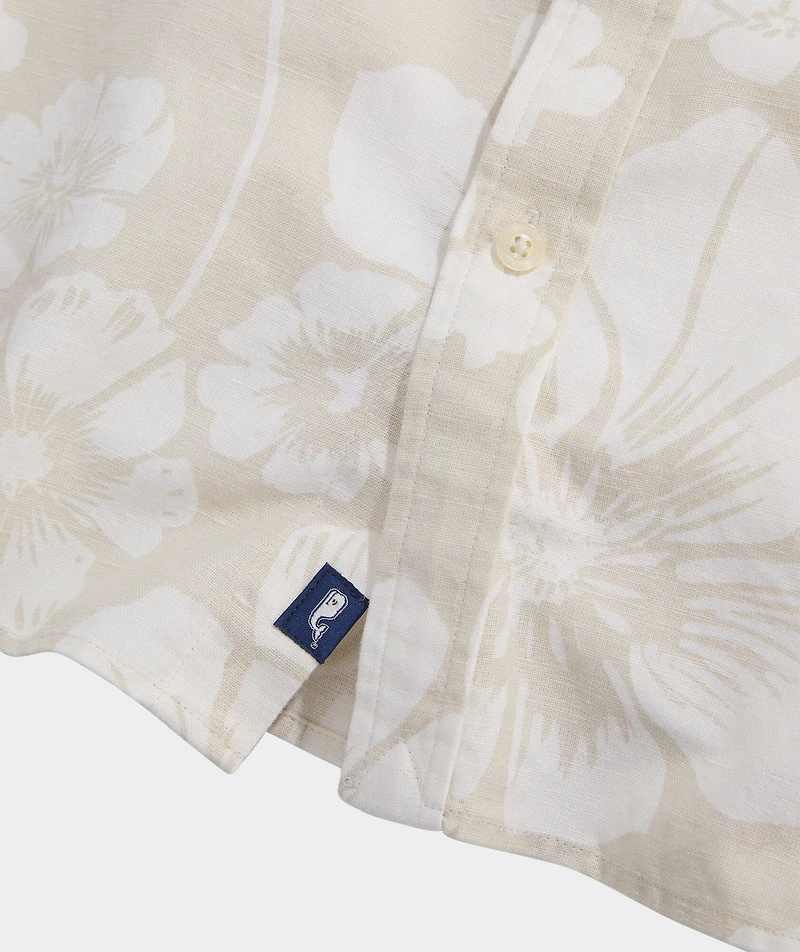 Floral Cotton Linen Short-Sleeve Shirt