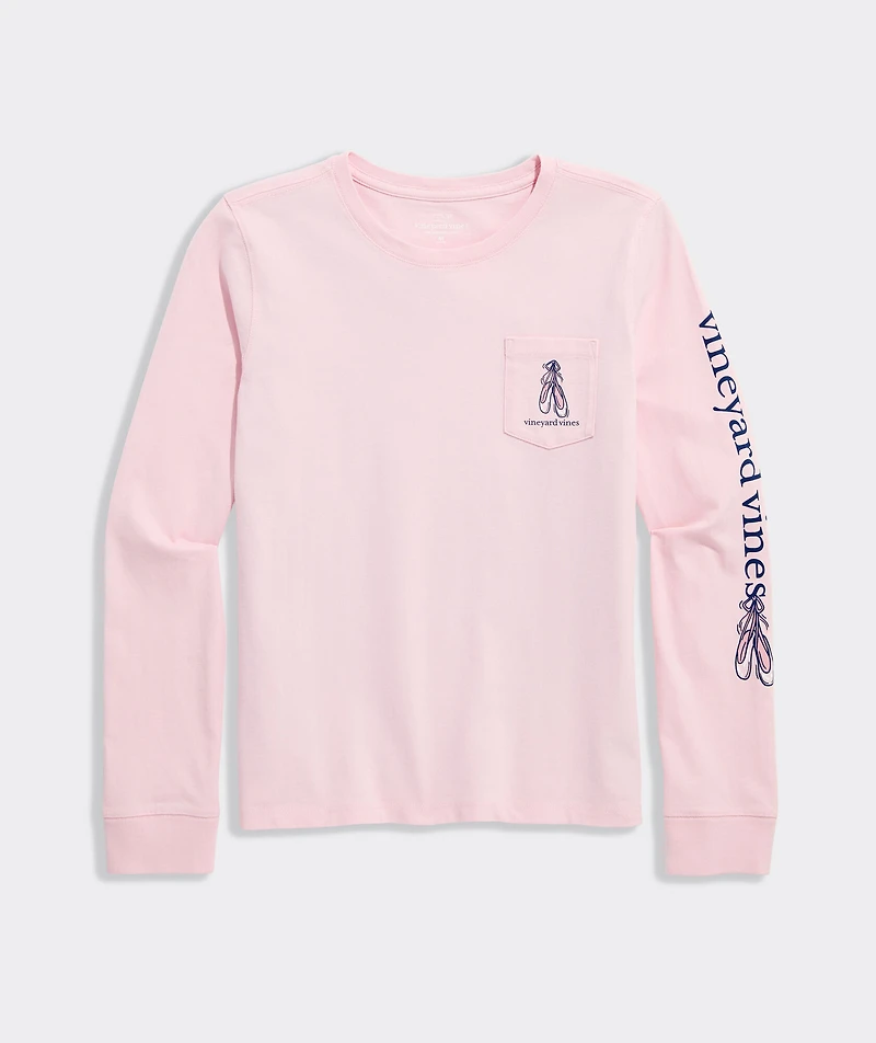 Girls' Nutcracker Glitter Ballerina Long-Sleeve Pocket Tee