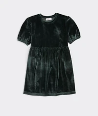 Girls' Velvet Puff-Sleeve Dress