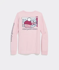 Women's Après Ski Fireplace Whale Long-Sleeve Pocket Tee