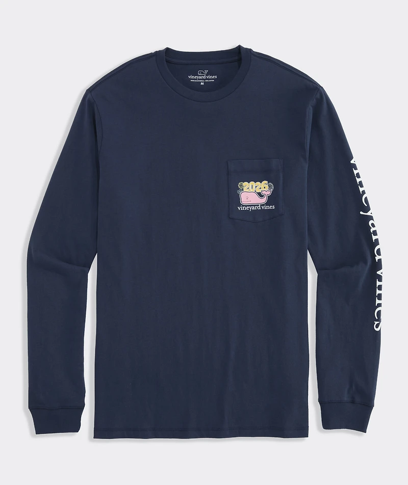 2026 New Year's Eve Whale Long-Sleeve Pocket Tee