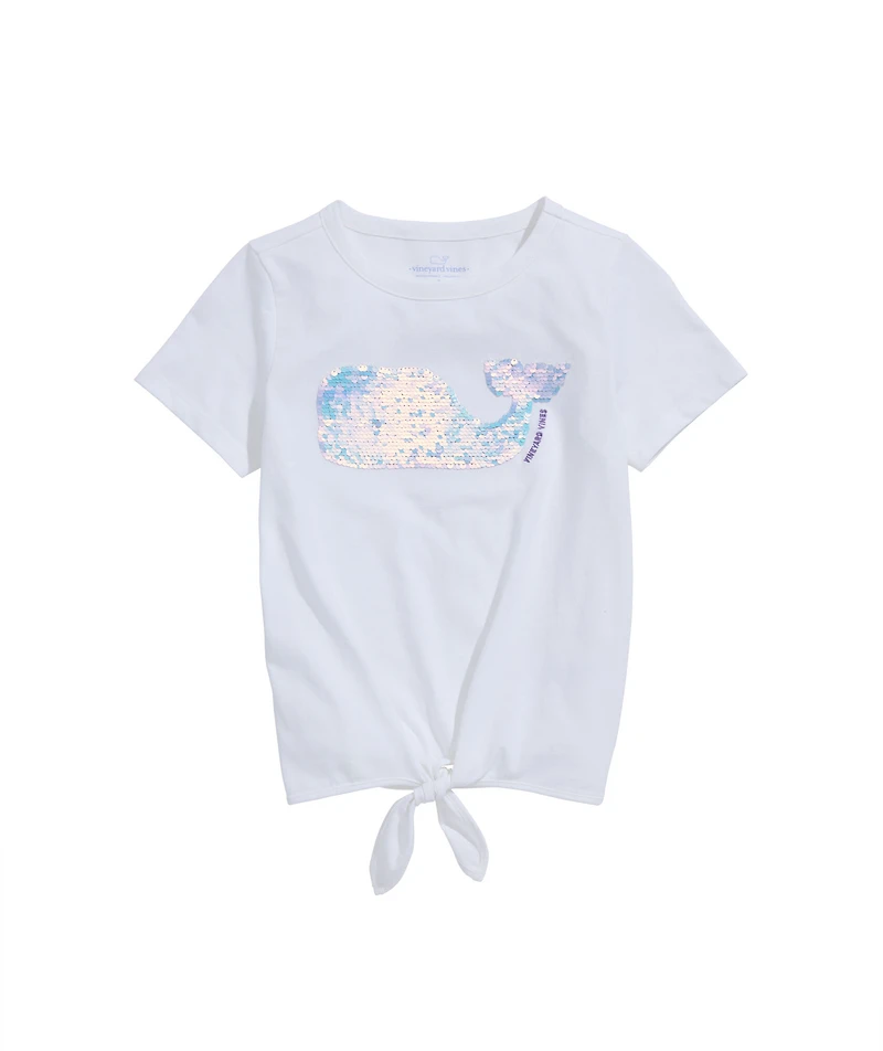 OUTLET Girls' Flip Sequin Tie-Front Top