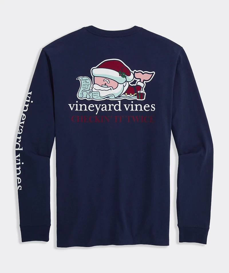 Santa Whale List Long-Sleeve Pocket Tee