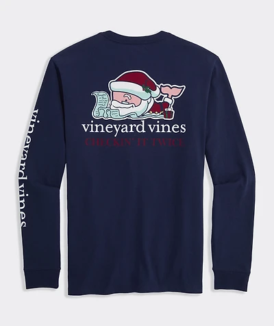 Santa Whale List Long-Sleeve Pocket Tee