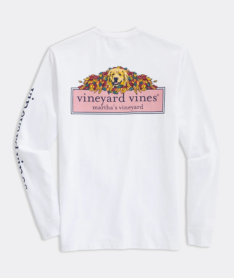 Dogs Leaves Logo Box Long-Sleeve Pocket Tee