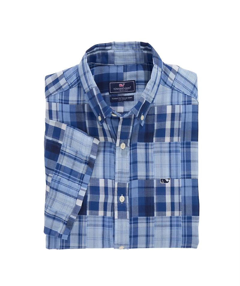OUTLET Madras Short-Sleeve Double Cloth Shirt