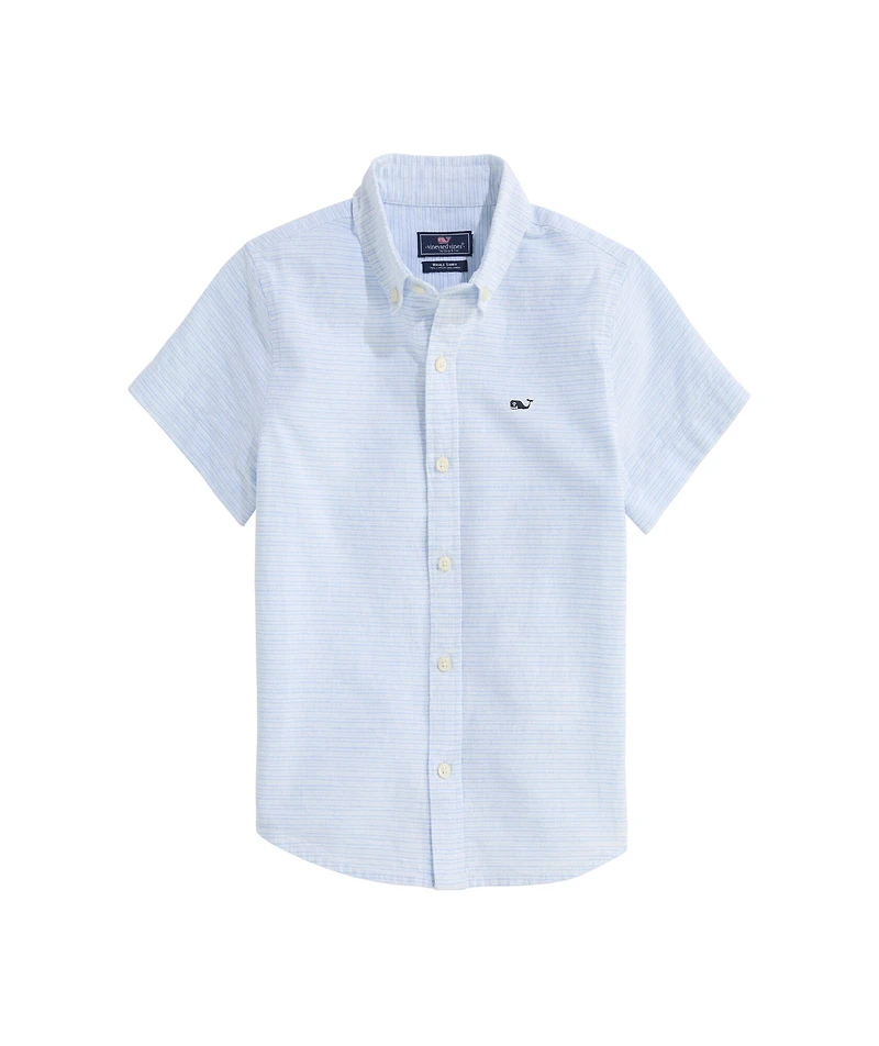 OUTLET Boys' Cotton-Linen Short-Sleeve Whale Shirt