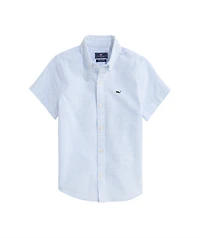 OUTLET Boys' Cotton-Linen Short-Sleeve Whale Shirt