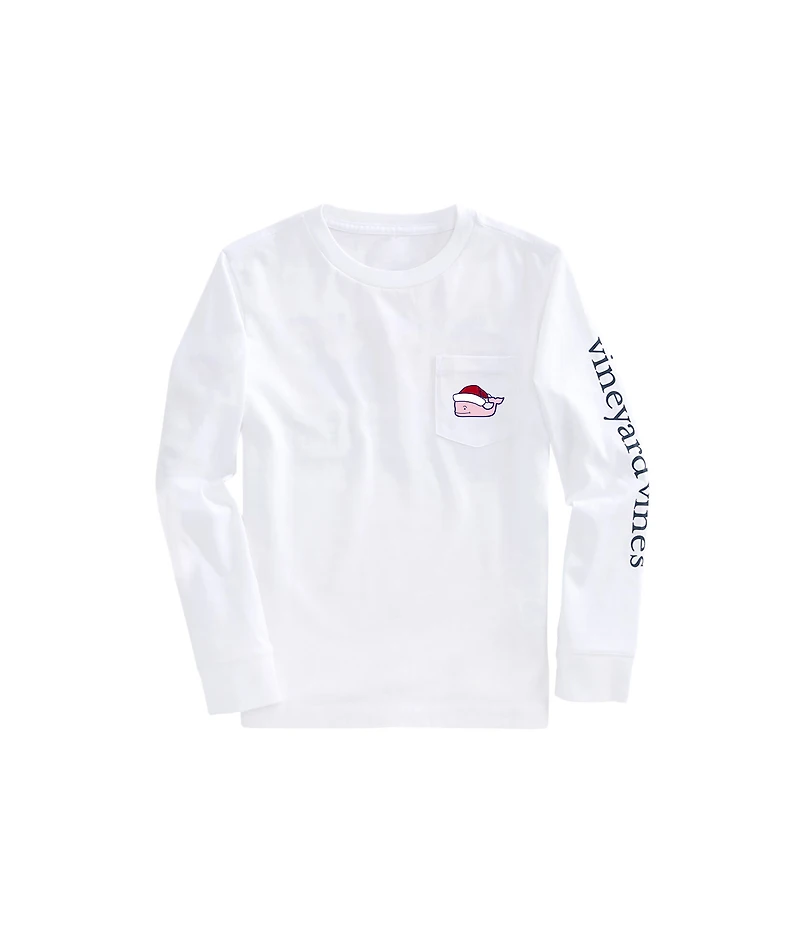 OUTLET Kids' Holiday Whales & Lights Whale Long-Sleeve Pocket Tee