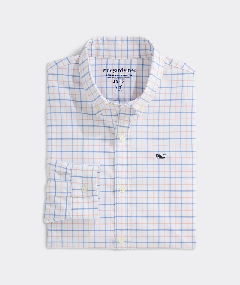 Boys' Moorings Tattersall Performance Cotton Shirt