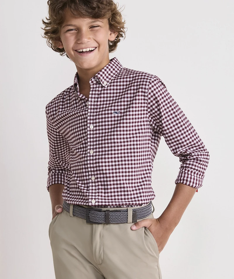 Boys' Skysail Gingham Performance Cotton Shirt