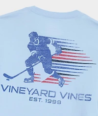 Boys' Retro Hockey Player Long-Sleeve Pocket Tee