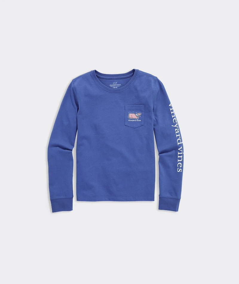 Girls' Hanukkah Whale Long-Sleeve Pocket Tee