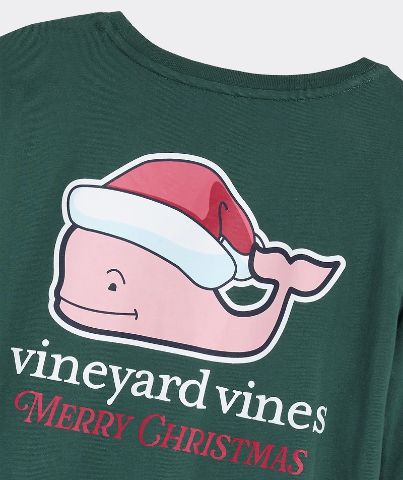 Women's Santa Whale Long-Sleeve Pocket Tee