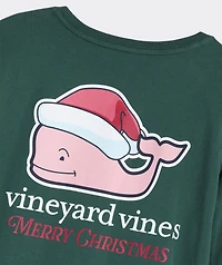Women's Santa Whale Long-Sleeve Pocket Tee
