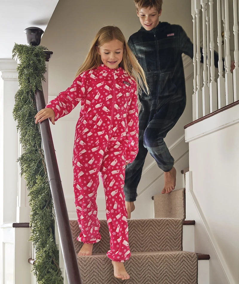 Girls' High-Pile Hooded One-Piece