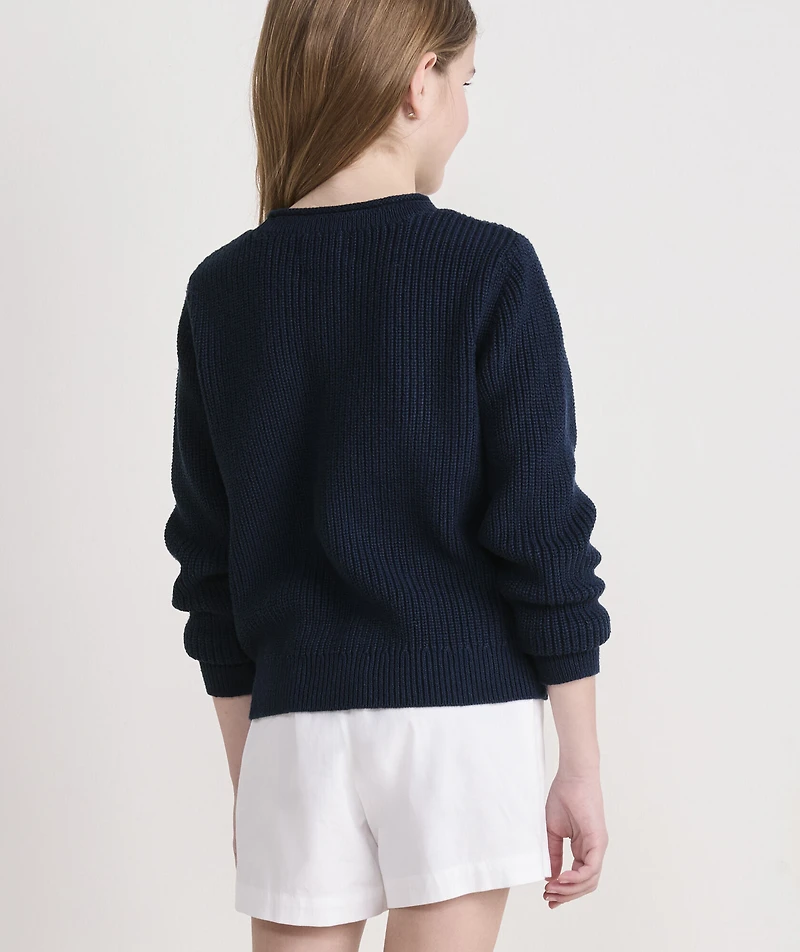 Girls' Cotton Americana Rollneck Sweater