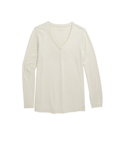 OUTLET Shine Stripe V-Neck Long-Sleeve Pullover