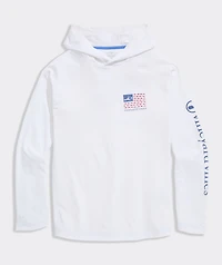 Sportfisher USA Flag Long-Sleeve Harbor Performance Hoodie Tee