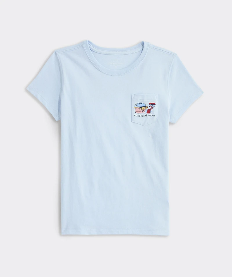 Girls' USA Rollerblading Whale Short-Sleeve Pocket Tee