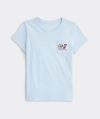 Girls' USA Rollerblading Whale Short-Sleeve Pocket Tee