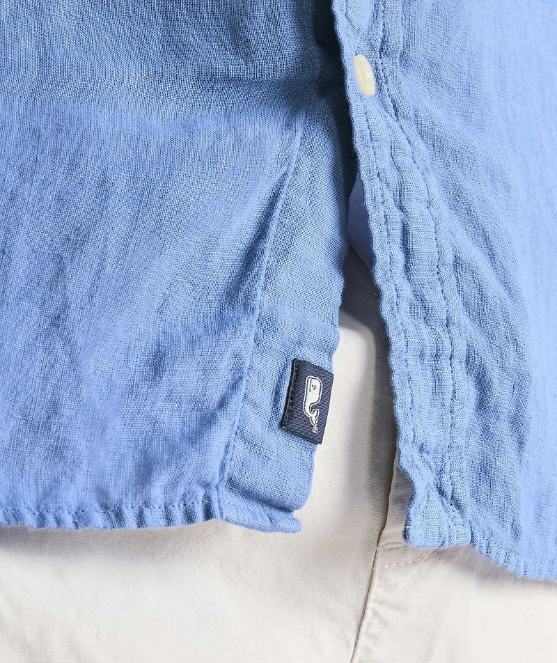 Garment-Dyed Surfside Solid Linen Short-Sleeve Shirt