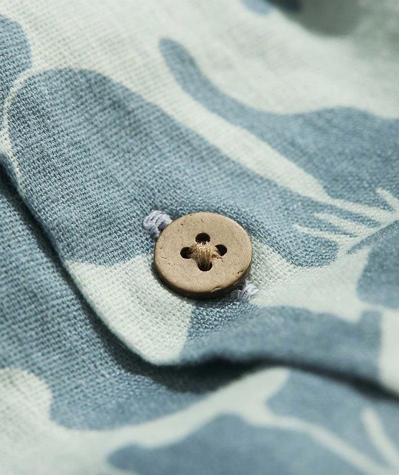 Hibiscus Floral Linen Blend Short-Sleeve Cabana Shirt